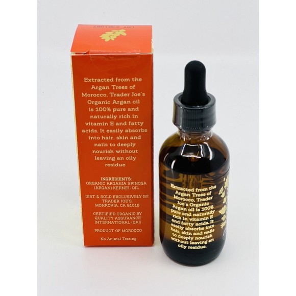 TRADER JOE'S 100% ORGANIC ARGAN OIL 1.7 Oz Nourish Skin Hair Nails NaturallyPURE - Picture 2 of 16
